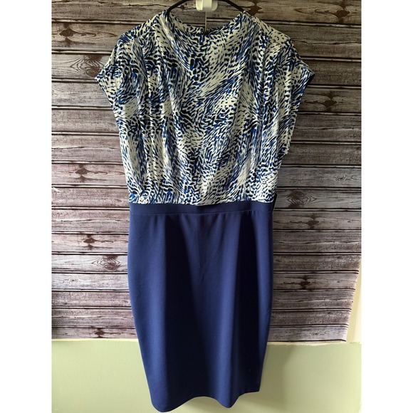 Express Dresses & Skirts - Express Women's Sheath Midi Dress Size L Blue White Black Back Zipper NWT